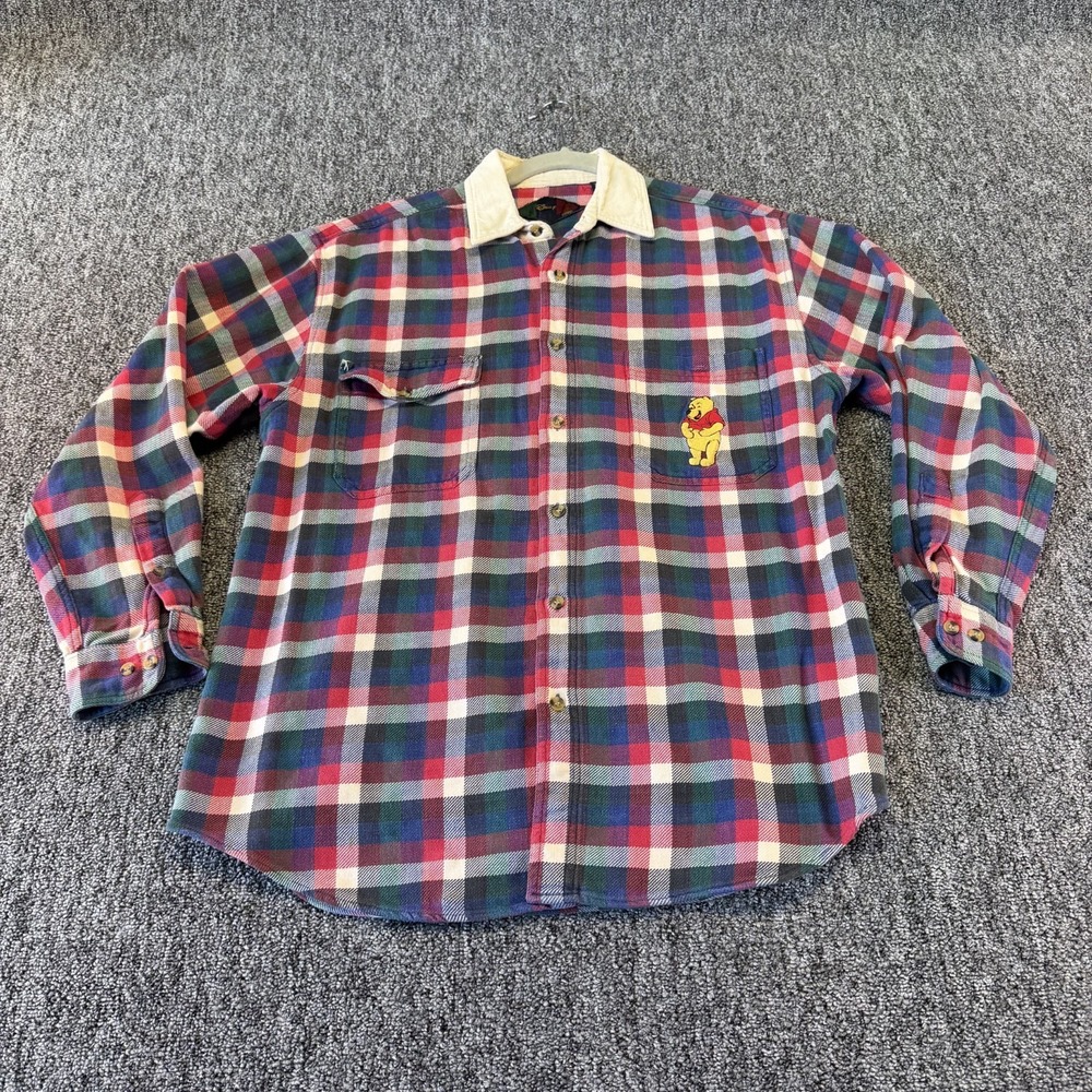 Vintage The Disney Catalog Winnie Pooh Flannel Shirt Men Medium Multicolor Plaid